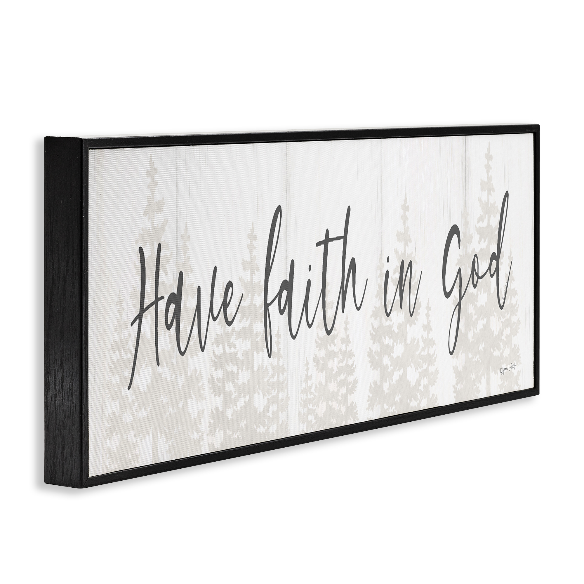 Stupell Industries Faith In God Phrase Religious Painting Black Framed Art Print Wall Art, 24 x 10