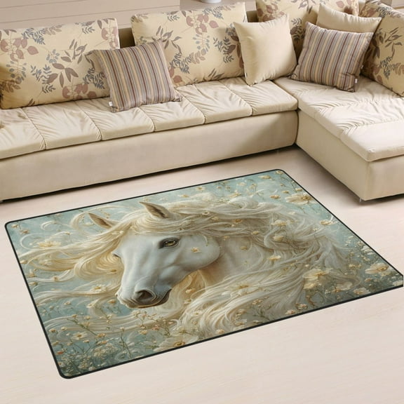 Ryvnso Beautiful Horse Area Floor Mat Non-Slip Carpet Soft Rugs Doormats 31" x 20"