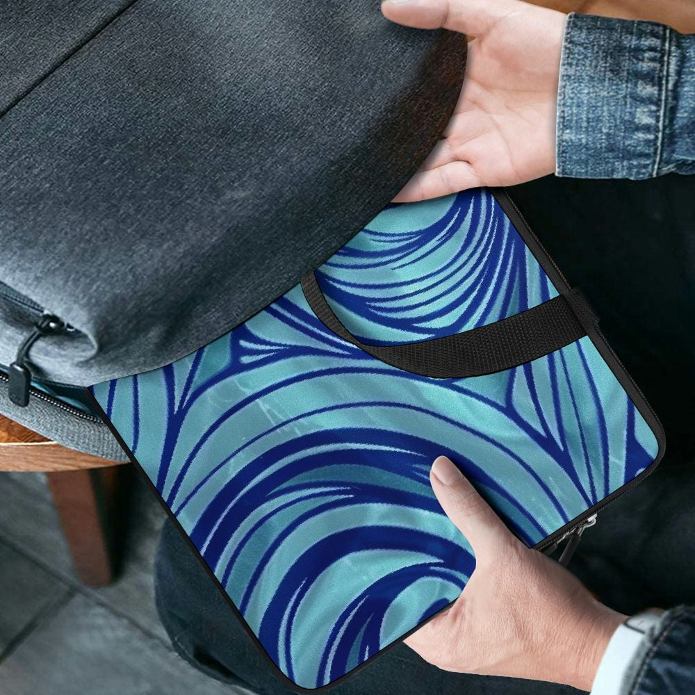 JRXY Wave Pattern Blue Swirl Generative Art Laptop Handle Bag Diving Fabric Computer Protect Case 15inch