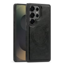 Designed for Samsung Galaxy S22 Plus Magnetic Phone Case,Compatible with Mag-Safe,Heavy Duty Protection,PU Leather Shockproof Non-Slip Durable Rugged Ultra Slim Thin Fit Phone Case,Black