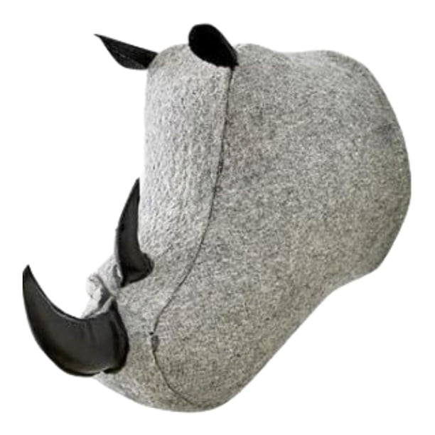 Decoración de pared con cabeza de animal en 3D para colgar en la pared, ideal para habitación infantil y sala de estar. Rhino 23x27cm