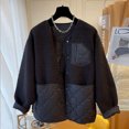 thumbnail image 3 of Chaquetas de vellón para mujer, de invierno, con retazos gruesos de pelo de cordero, cárdigans de gran tamaño, abrigos casuales vintage de manga larga, blusas para mujer, 3 of 4