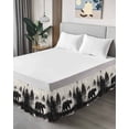 thumbnail image 4 of Black Bear Bed Skirt Cal King Size, Farmhouse Forest Animals Vintage Wrap Around Bed Skirting with Adjustable Elastic Strap, Dust Ruffled Pleated Bedskirts 18 Inch Drop for Bedroom Cal King Beds, 4 of 9