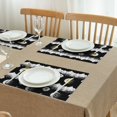 thumbnail image 3 of Black White Moon Flower Mountain Pattern Summer Placemats Table Placemats Set Of 4-Linen Kitchen Washable Placemats Table Mats 11.8"x17.7" Non-Slip Heat Resistant, 3 of 6