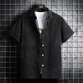 thumbnail image 2 of Krdevn Mens Shirts - Male Spring and Summer Single Shirts Casual Print Lapel Beach Short Sleeve Vacation Outdoor Vacation Shirt,Mens Fall Shirts,Color:Black,Size:7XL, 2 of 8
