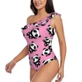 thumbnail image 3 of Picia Cute Panda Pattern Women's One Piece Swimsuits,One Shoulder Swimwear Asymmetric ,Ruffle Monokinis Bathing Suits,High Waisted Flattering Bathing Suits-Large, 3 of 8