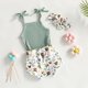 thumbnail image 1 of Conjunto De Ropa De 3 Piezas Baby Girl Knitting Monos Shorts Diadema Ropa diaria (Lake Blue 12-18M) Cgtredaw para Niña lago azul T S, 1 of 7