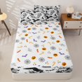 thumbnail image 4 of Feelyou Boho Raven Rose Zipper Twin Comforter Sets with Fitted Sheet and 2 Pillowcases, Spooky Skull Bat Zipper Bedding Set, Black White, Halloween Reversible, 4pcs, 4 of 7