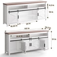 thumbnail image 2 of White TV Stand for 55/60Inch TV, Farmhouse and Industrial Entertainment Center with Sliding Barn Door,Wood Rustic TV Media Console Storage Cabinet for Living Room，Kitchen, Dining Room, 2 of 7