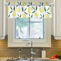 Ryvnso Summer Lemon and Leaves Window Valance Kitchen Farmhouse Rod Pocket Short Curtain 54x18 inch