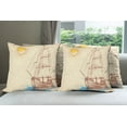 thumbnail image 6 of Ambesonne Nautical Throw Pillow Cover 4 Pack, Boat in Windy Sea Sun, 20", Cream Brown, 6 of 7