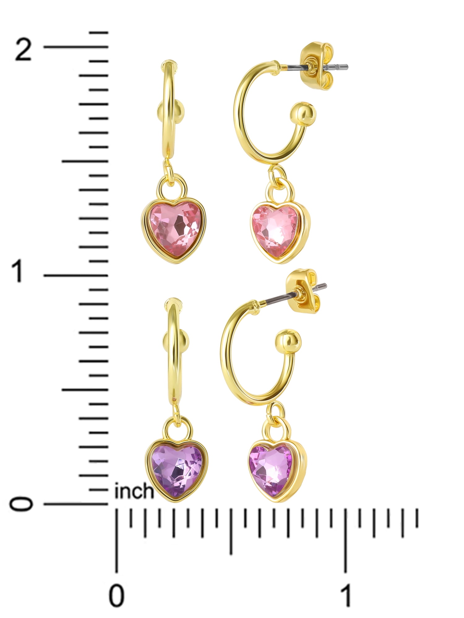 Celebrity Pink Women’s Heart Hoop Earring Set, Two Pairs