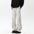thumbnail image 2 of Styesk Men's Pants Man Solid Color Pockets Drawstring Cargo Pants Trousers, 2 of 9