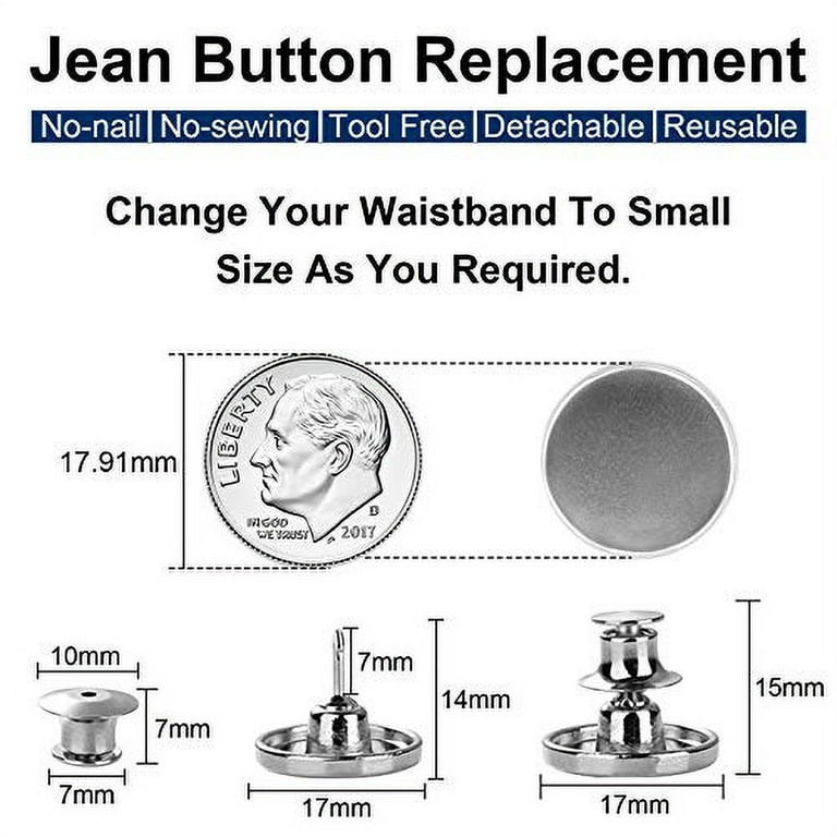  TOOVREN Pant Waist Tightener, Detachable Jean Buttons