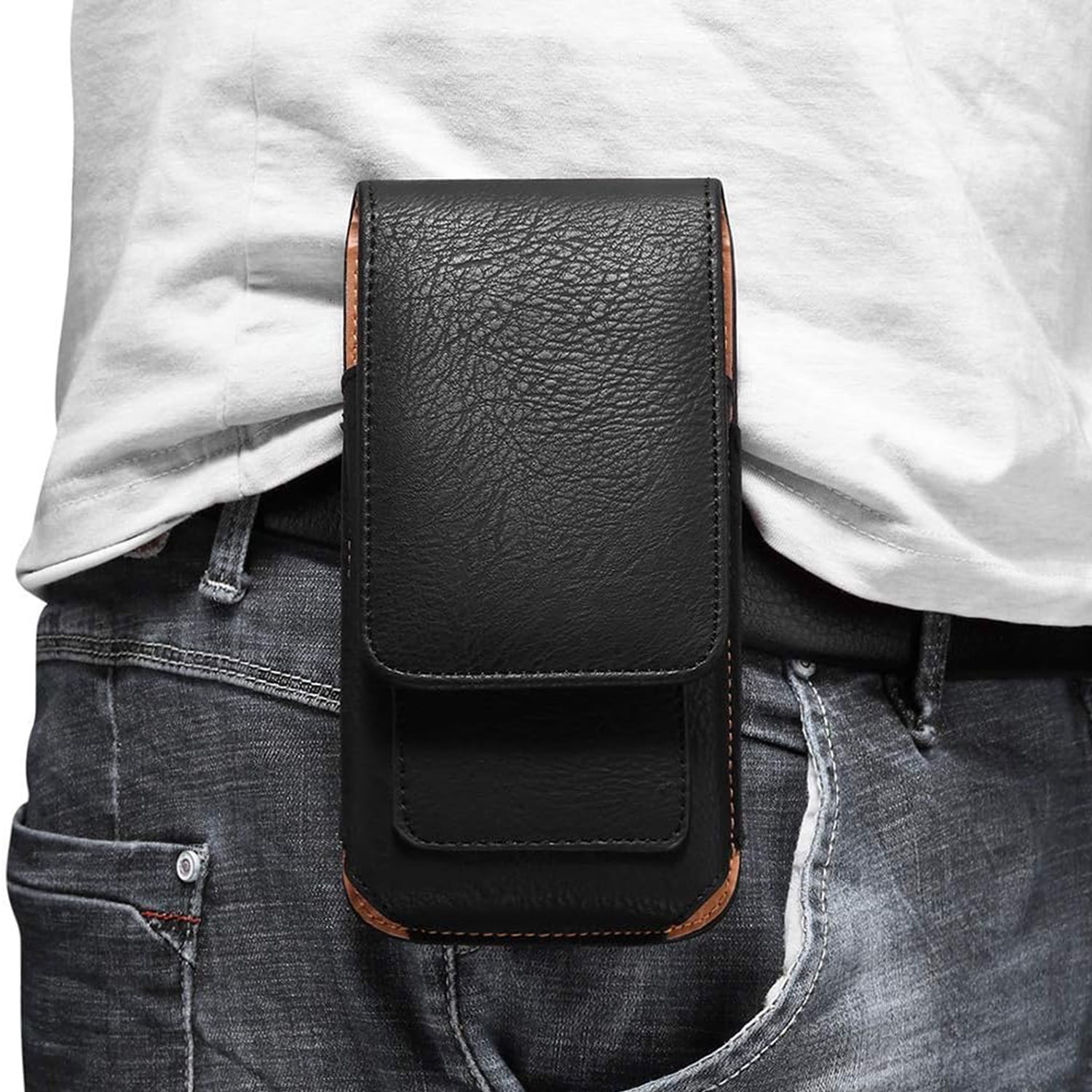 Vertical Pouch Case with Card Holder Black - Large