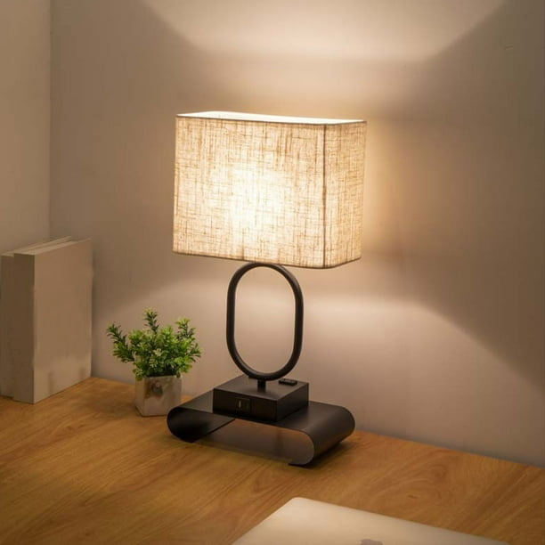 RKSTN Wall lamps Bedside Table Lamp With 2 USB Charging Portsh And 2 AC Sockets Press Lamp With Fabric Linen Shade For Living Room Bedroom Office Reading Work