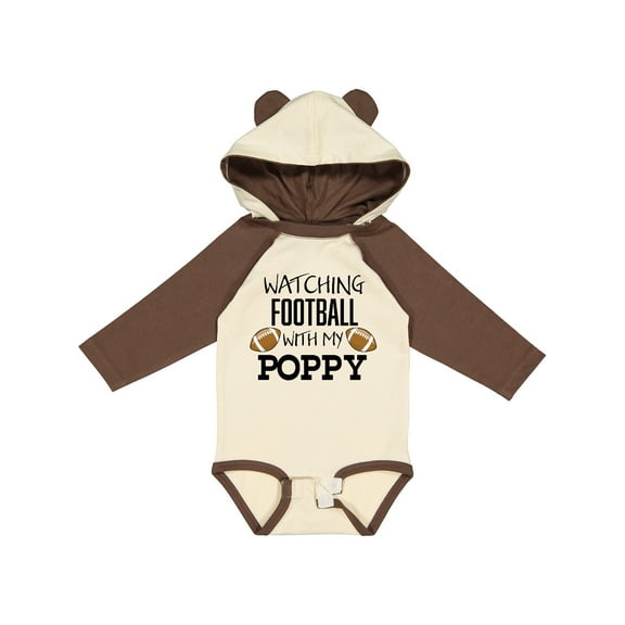 Inktastic Watching Football with My Poppy Boys or Girls Long Sleeve Baby Bodysuit