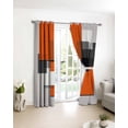 thumbnail image 3 of Burnt Orange Black Grey Blackout Curtains for Bedroom/Living Room, Thermal Insulated Kitchen Curtains, Contemporary Geometric Grommet Darkening Window Treatment Drapes 27.5"x39"x2, 3 of 8