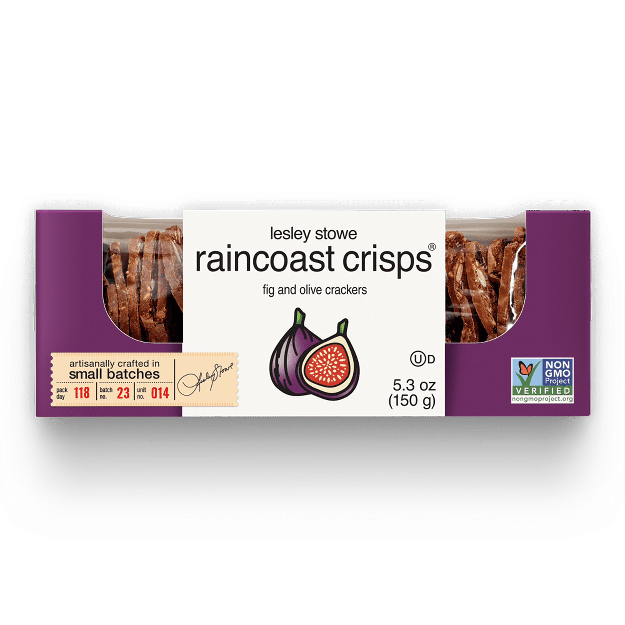 Pack of 12, Lesley Stowe Raincoast Crisps Fig and Olive Crackers, 5.3 oz