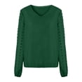 thumbnail image 6 of Oalirro Going out Tops for Women Deals Clearance Women's Fashion Summer Solid Color V-Neck Long Sleeve Chiffon Tops, 6 of 8