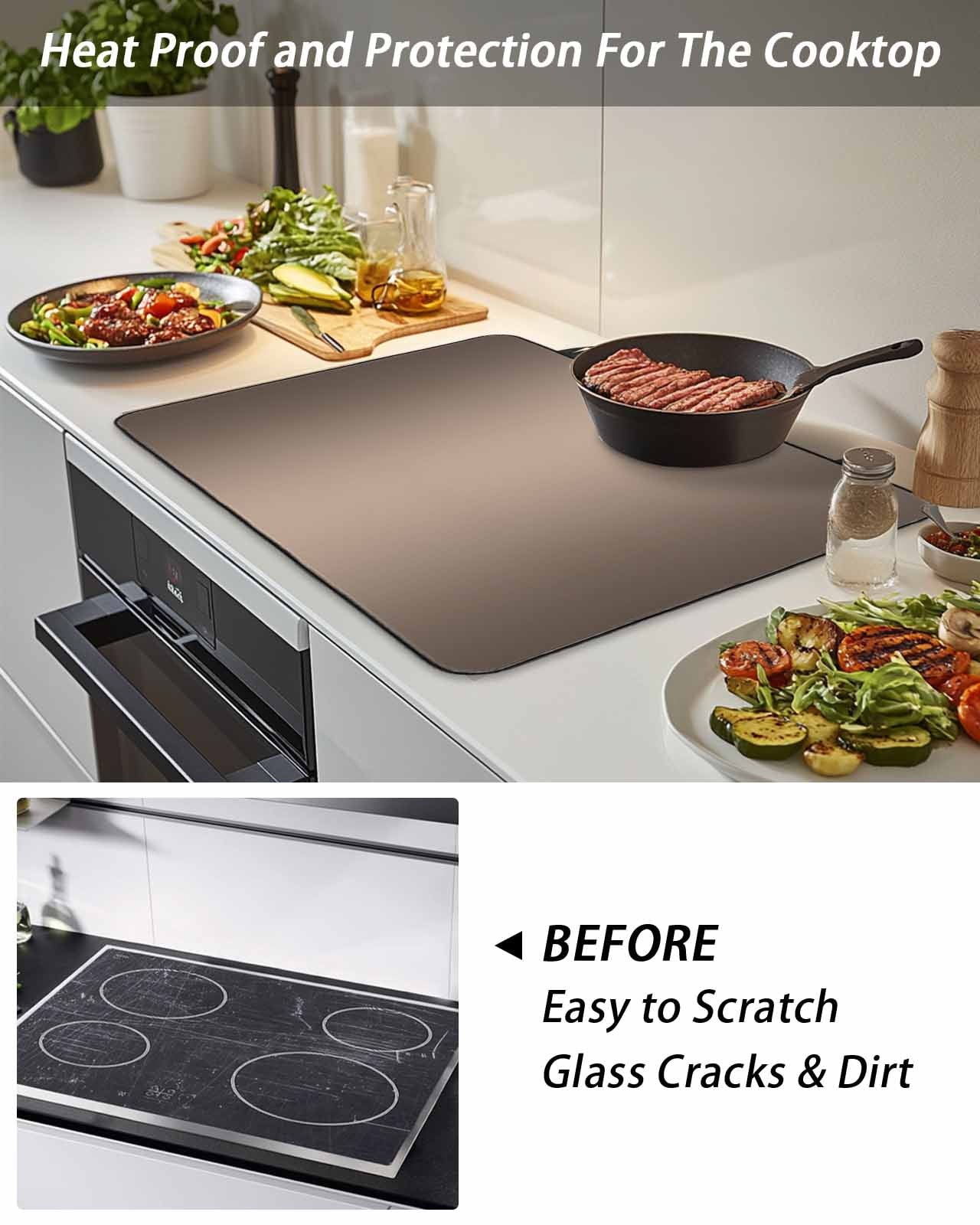 Black and Stove Top Covers for Electric Stove, 36'x21'' White Stripe Glass Ceramic Stove Cover Foldable Rubber Mat Heat Resistant Cooktop Protector for Kitchen