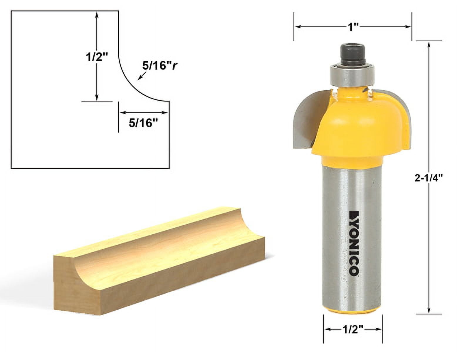 Yonico 5 Bit Cove Edge Forming Router Bit Set - 1/2" Shank - 13522