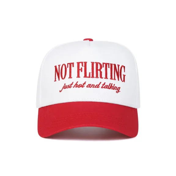 Not Flirting Just Hot and Talking Funny Trucker Hat, Embroidered Adjustable Snapback Baseball Cap for Men and Women, Trendy Casual Streetwear Party Hat Gift