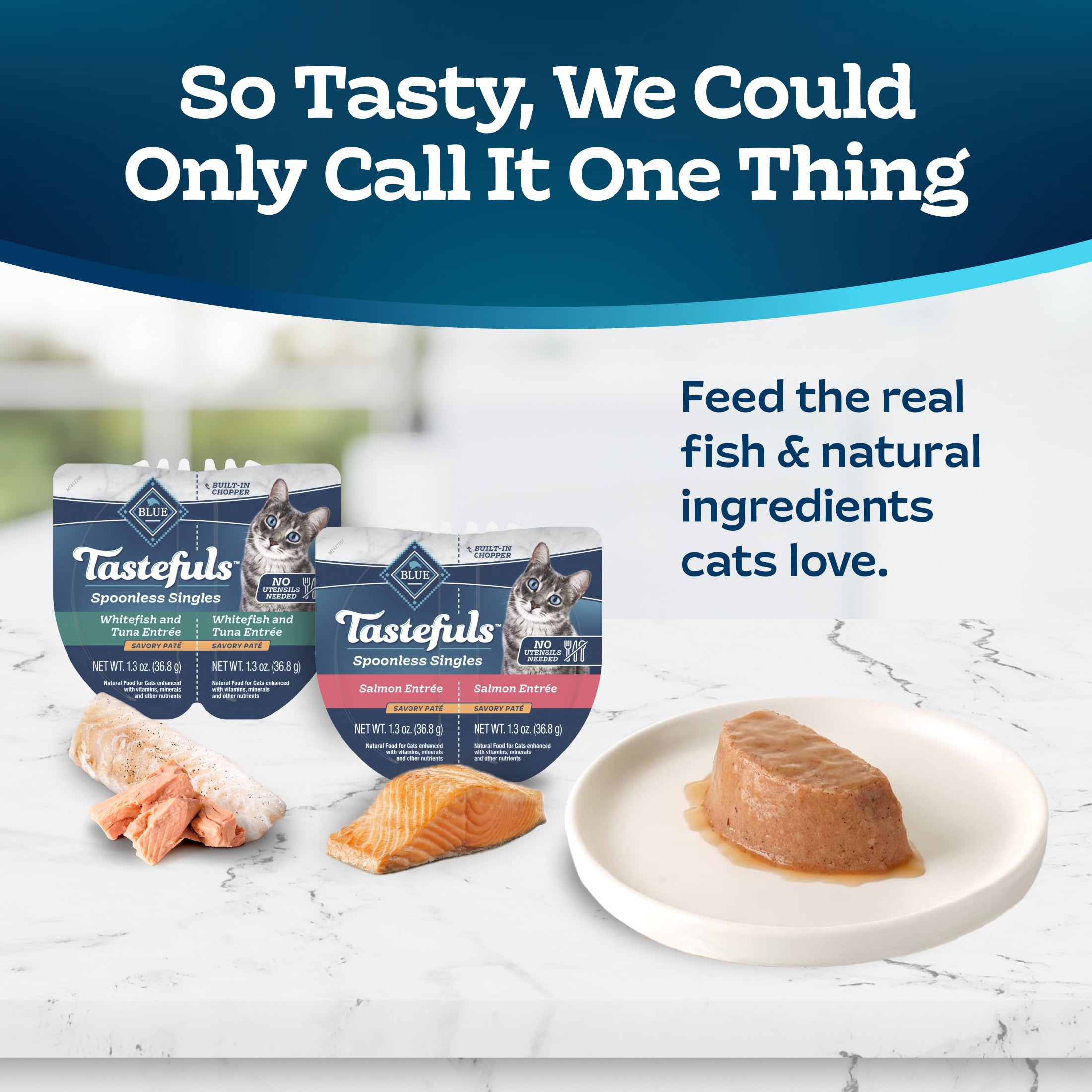 (2 pack) Blue Buffalo Tastefuls Spoonless Singles Variety Pack, Wet Cat Food Pate, 2.6-oz. Twin Packs (12 Count)