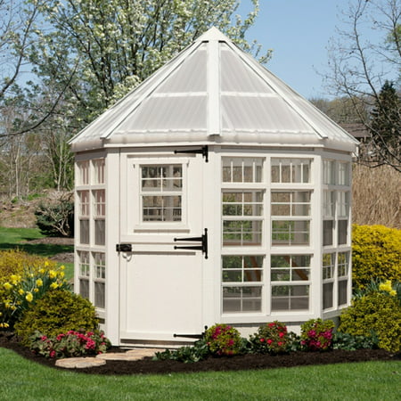 Little Cottage Octagon - 8' x 8' - White - Wooden Greenhouse w/ Floor (Best Greenhouse Kit For The Money)