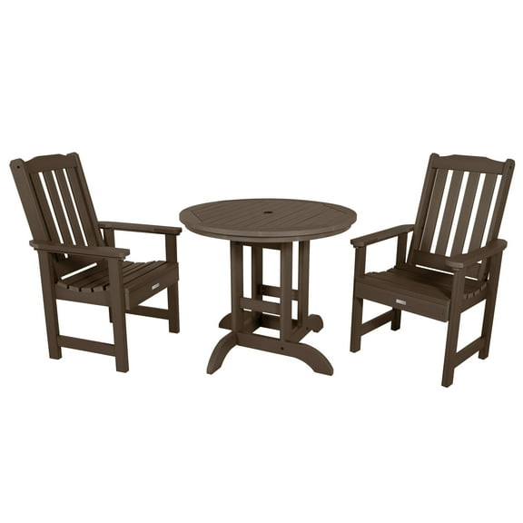 Highwood's 36" Round 3-pc Lehigh Dining Set - Dining Height, Outdoor, Eco-friendly, Synthetic Wood