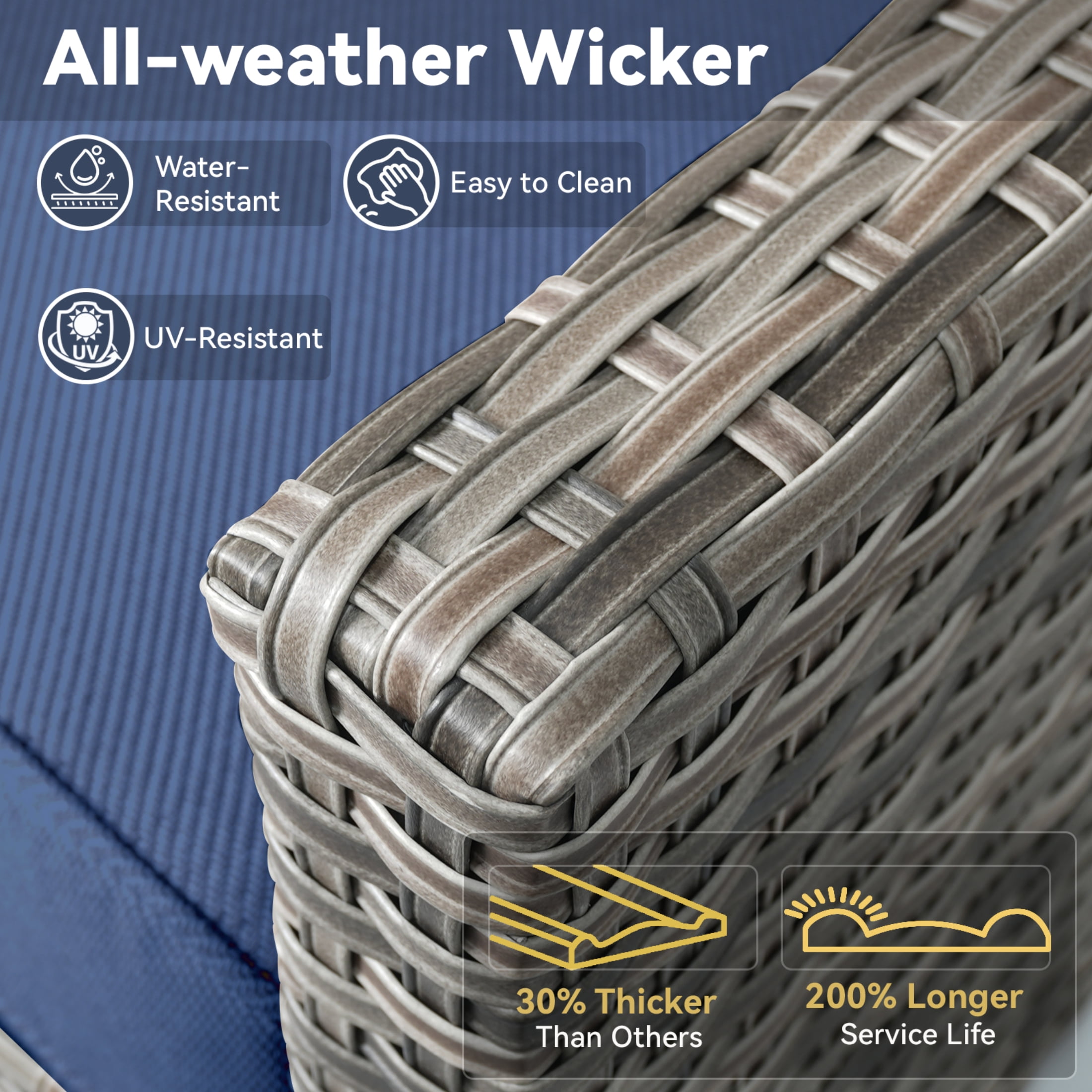 Unnifurnzi Patio Furniture-9 Pieces All Weather Wicker Outdoor Furniture Outdoor Swivel Glider Chairs with Patio Chairs Outdoor Couch Outdoor Patio Furniture for Porch Balcony Deck-Gray/Blue