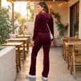 thumbnail image 7 of KDDYLITQ Y2k Outfits for Women Lounge Velvet Velour Sweatpants Matching Long Sleeve Zipper Hoodie Casual Trendy Sweatsuit with Pockets Wine 2XL, 7 of 7