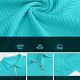 thumbnail image 6 of OGLCCG Men's Quarter-Zip Golf Shirts Lapel Collared Jacquard Short Sleeve Pullovers Casual Solid Color Business Tee Tops,XL,Sky Blue, 6 of 7