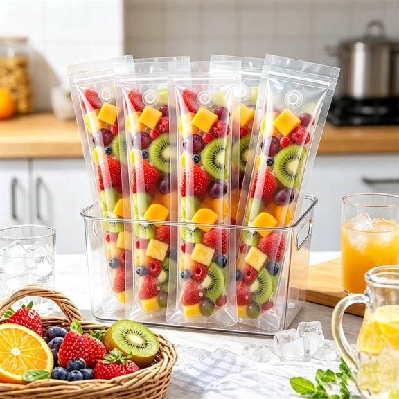 Ice Pop Bags 100 Pack, Disposable Popsicle Bags with Funnel, Freezer Safe Ice Pop Mold Bags for Homemade Yogurt Sticks, Juice and Fruit Smoothies