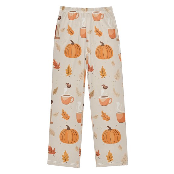 FORMRS Boys Pajama Pants with Pockets Size 6-8Y Kids Lounge Sleep Bottoms, Beige Fall Acorns Pattern