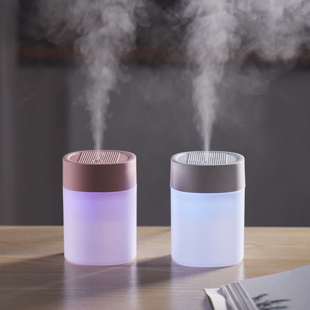 Mini humidificador USB con luz de color - 200 ml de niebla fría silenciosa para dormitorio, oficina, escritorio, plantas - portátil alimentado por USB, fácil de limpiar, blanco o rosa