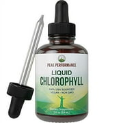 Chlorophyll Liquid Drops USA Sourced by Peak Performance. Vegan, Non-GMO Extract from Rich Mulberry Leaves with Copper for High Stability. Liquid Chlorophyll Drop Supplement for Digestive, Immune