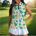 thumbnail image 4 of Uorisanigo Palm Leaf Women's Dry-Fit Golf Shirts with Zipper Size XS Casual Sleeveless Pineapple Hiking Running Workout Tops for Women Outing Wear, 4 of 7