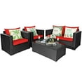 thumbnail image 6 of Gymax 8PCS Rattan Patio Conversation Set Outdoor Furniture Set w/ Red Cushions, 6 of 9