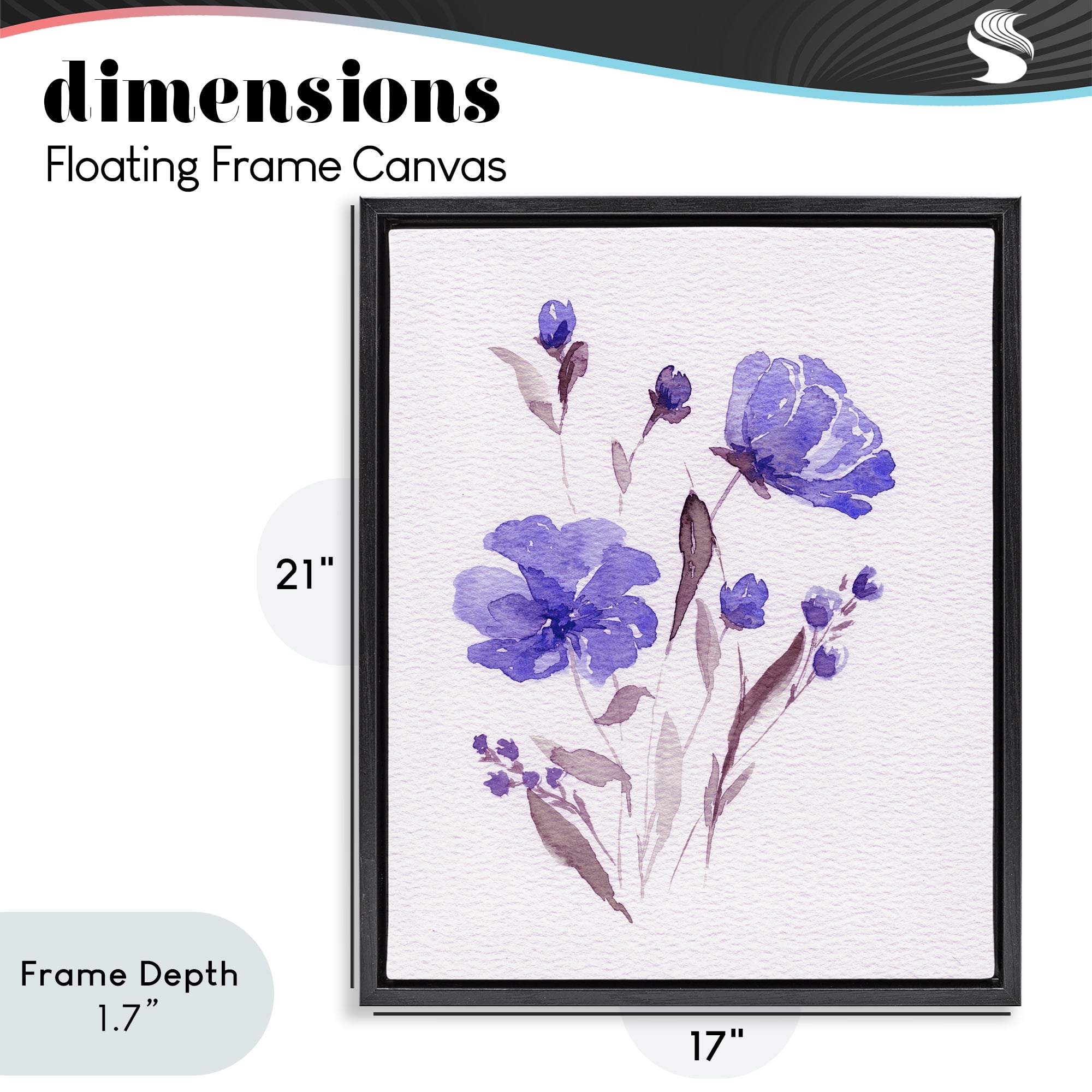 Stupell Industries Watercolor Purple Flowers Black Framed Floater Canvas Wall Art, design by Leah Noel Art