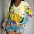 thumbnail image 2 of Simpsons Womens T Shirts V Neck Long Sleeve Tops Causal Loose Summer T-Shirts 4XL, 2 of 7