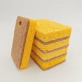 thumbnail image 1 of Xiao Hua Estropajo de algodón absorbente para fregar, 12 piezas, para cocina, hogar, doble cara, marrón claro y amarillo, con agujeros para colgar, esponja para limpiar, pulpa de madera y algodón., 1 of 5