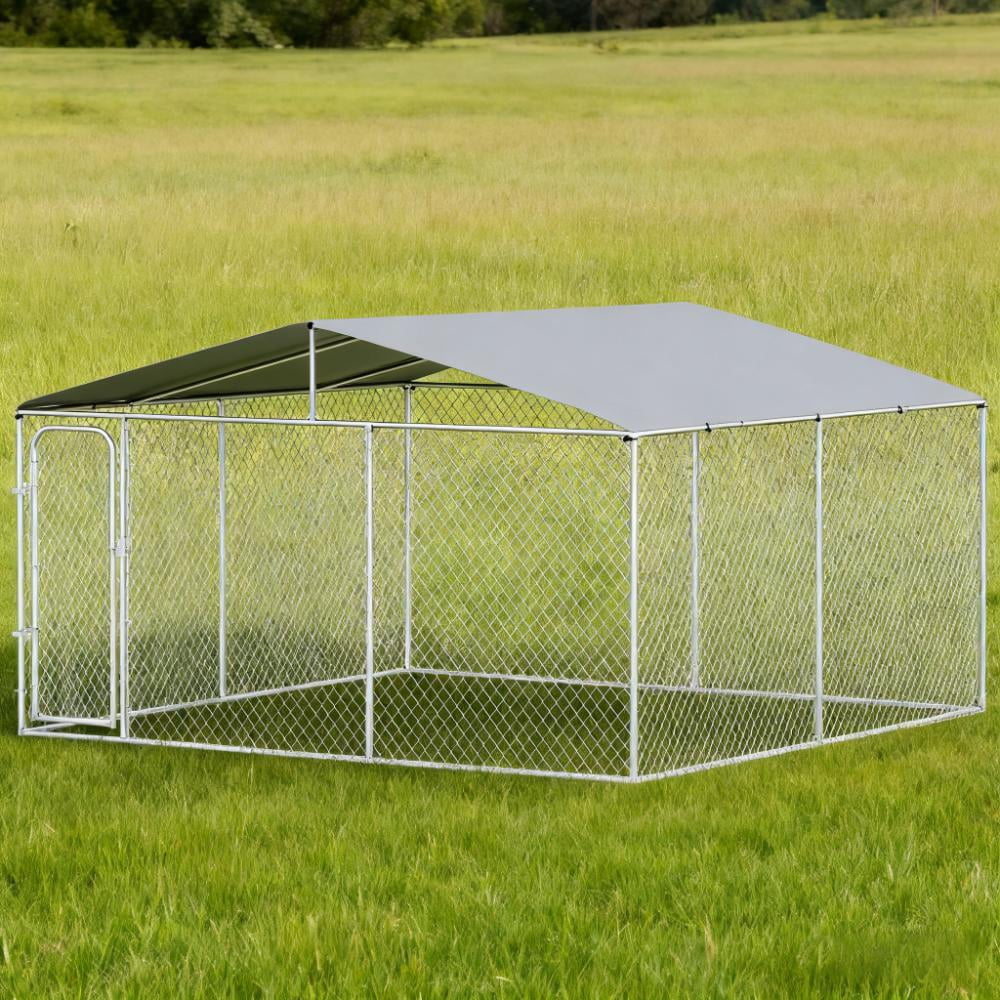 ZephyPaws 13ft x 13 ft x 7.7ft Large Dog Kennel Outdoor,Outside Dog Kennel with Roof,Covered Dog Kennels with Door and Lock,XL Outside Dog Cage for Large Dogs