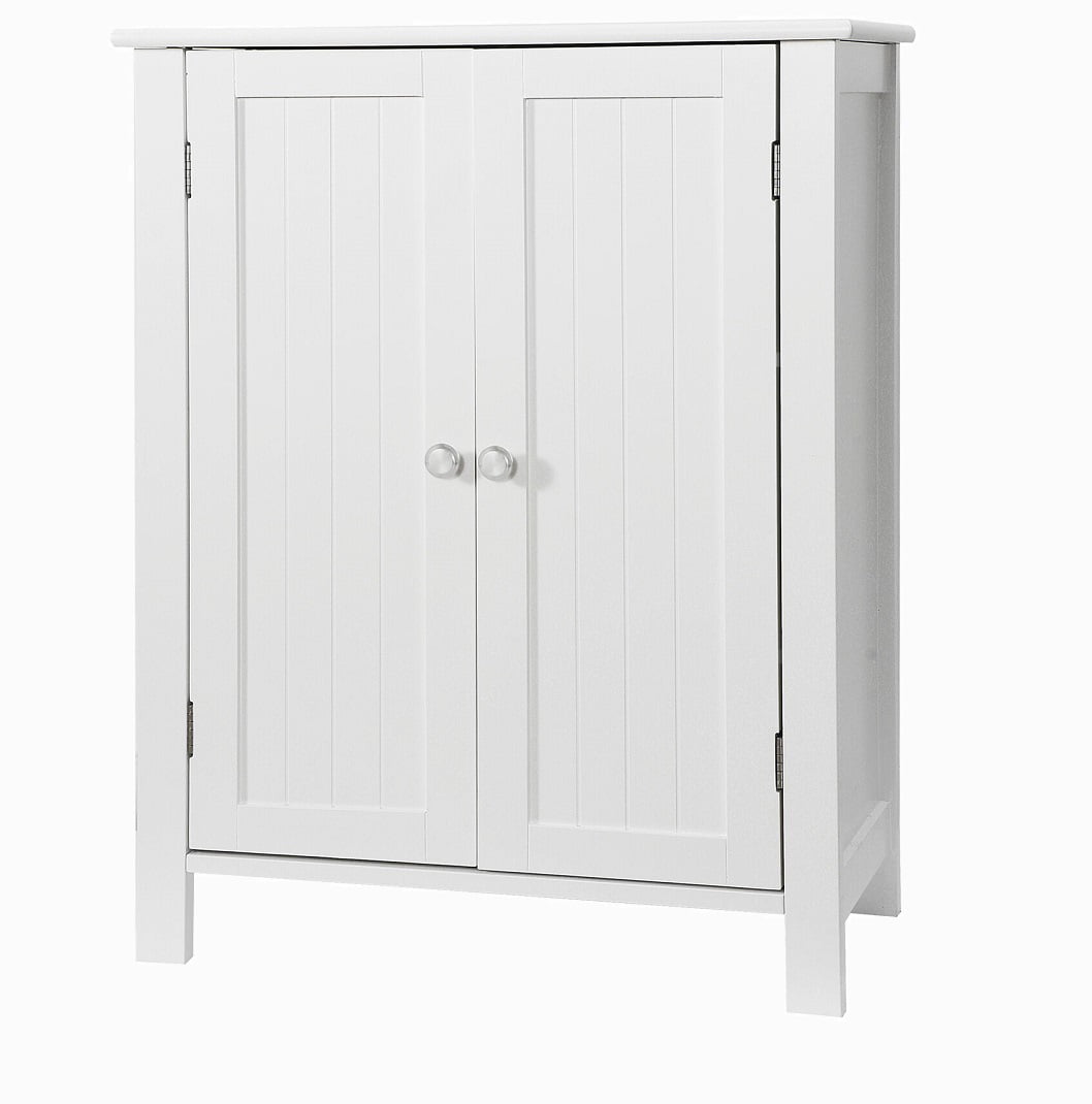 Details about   FCH Solid Wood Double Door Bathroom Floor Storage Cabinet with Shelf White 