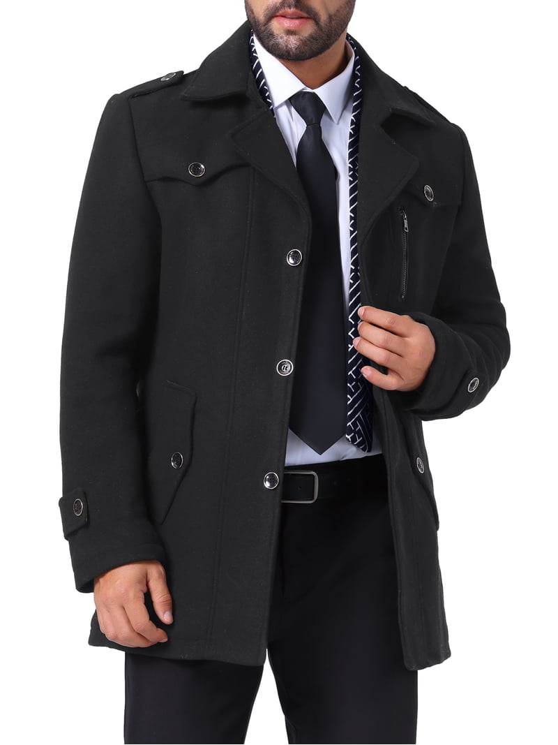 INSPIRE CHIC Mid-Length Overcoat for Men's Zipper Single Breasted