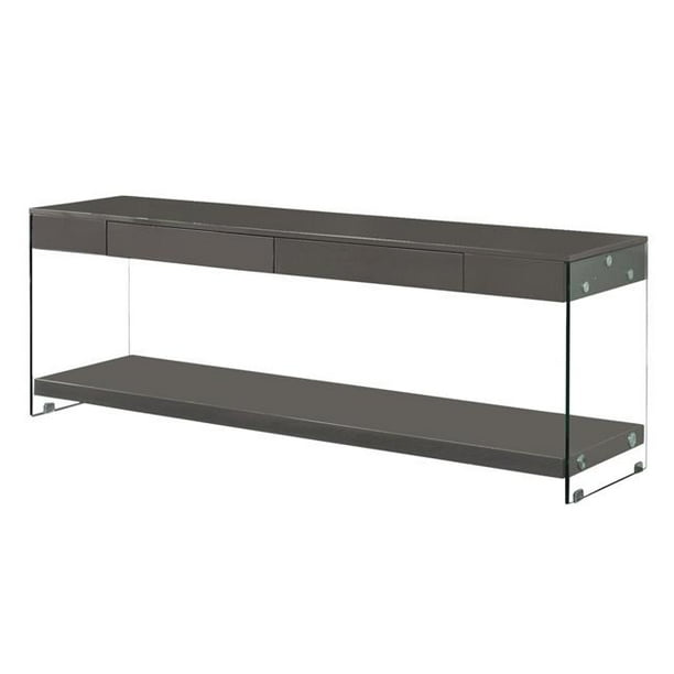 Benjara BM217502 Contemporary Style Plastic TV Stand with Glass Side