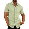 LRGSHF Men's Short Sleeve Button Down Shirts Solid Color Tops Summer Casual Business Soft Blouse Collared Breathable Lightweight Vacation Shirt