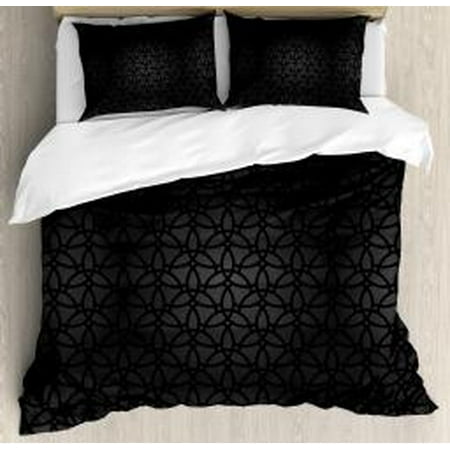 Dark Grey Duvet Cover Set Geometric Pattern With Oriental