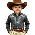 thumbnail image 5 of CAIXIA Boys Long Sleeve Chambray Shirt Western Cowboys Pearl Snap Button Down Shirts, 5 of 5