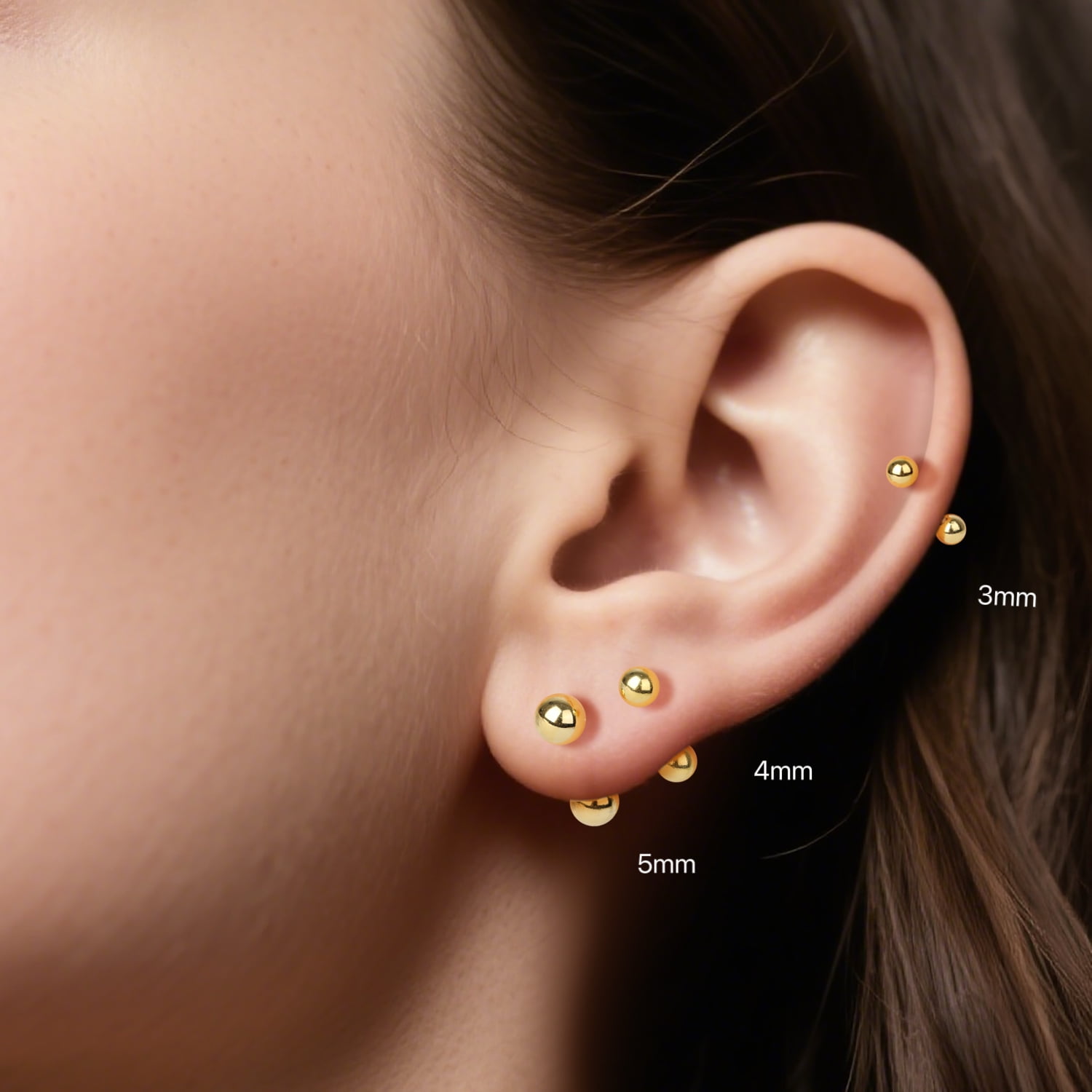 RYSKYJEWELRY Two Ball Stud Earrings, Screw Back , Solid 925 Sterling Silver, Unisex, All Ages